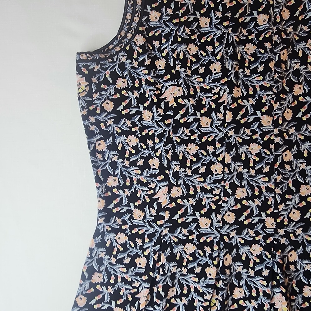 Max Studio Navy Floral Midi Dress with Pink and Light Blue Accents - Picture 3 of 10